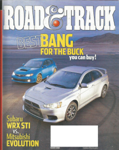 ROAD & TRACK 2008 MAR - TESLA, WRX STI vs EVOLUTION GSR, HHR SS, JAG XF